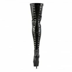 Pleaser DELIGHT-3063 - Blk Str Faux Leather/Blk