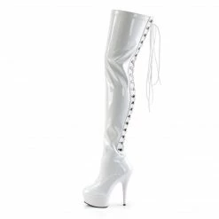 Pleaser DELIGHT-3063 - Wht Str Pat/Wht Drag Queen