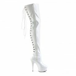 Pleaser DELIGHT-3063 - Wht Str Pat/Wht Drag Queen