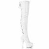 Pleaser DELIGHT-3063 - Wht Str Pat/Wht Drag Queen