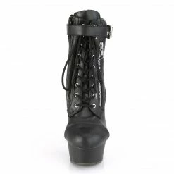 Pleaser DELIGHT-600-05 - Blk Faux Leather/Blk Matte Exotic Dancing