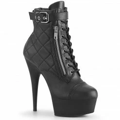 Pleaser DELIGHT-600-05 - Blk Faux Leather/Blk Matte Exotic Dancing