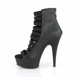 Pleaser Exotic Dancing DELIGHT-600-13 - Blk Elastic Band-Blk Faux Leather/Blk Ma