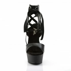 Pleaser DELIGHT-600-14 - Blk Faux Leather/ Blk Exotic Dancing