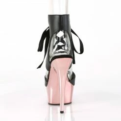 Pleaser DELIGHT-600-14 - Blk Faux Leather/Rose Gold Chrome