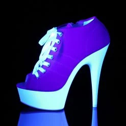 Pleaser DELIGHT-600SK-01 - Pink Canvas/Neon White Exotic Dancing