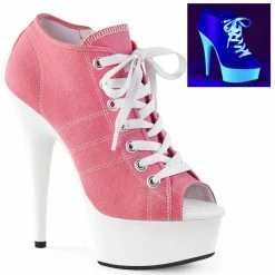 Pleaser DELIGHT-600SK-01 - Pink Canvas/Neon White Exotic Dancing