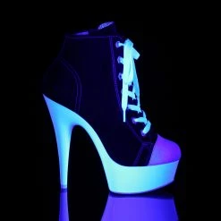 Pleaser Exotic Dancing DELIGHT-600SK-02 - Blk Canvas/Neon White