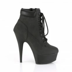 Pleaser DELIGHT-600TL-02 - Blk Nubuck Faux Leather/Blk Matte Exotic Dancing