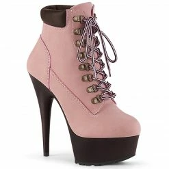 Pleaser DELIGHT-600TL-02 - B. Pink Nubuck Faux Leather/D. Brown Matte