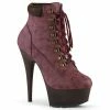 Pleaser DELIGHT-600TL-02 - Burgundy Nubuck Faux Leather/D.Brown Matte Exotic Dancing