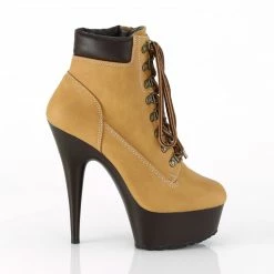 Pleaser DELIGHT-600TL-02 - Tan Nubuck Faux Leather/Dark Brown Matte Exotic Dancing