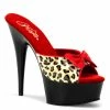 Pleaser DELIGHT-601-6 - Tan Leopard Print Faux Leather/Blk Exotic Dancing
