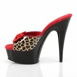 Pleaser DELIGHT-601-6 - Tan Leopard Print Faux Leather/Blk Exotic Dancing