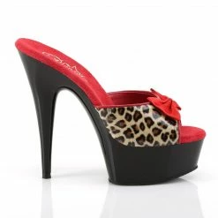 Pleaser DELIGHT-601-6 - Tan Leopard Print Faux Leather/Blk Exotic Dancing