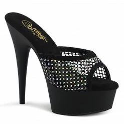 Pleaser DELIGHT-601-6RM - Blk Faux Suede-RS Mesh/Blk Matte