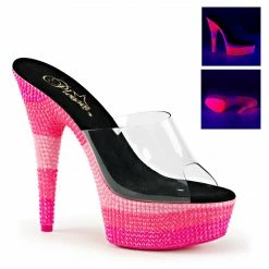 Pleaser DELIGHT-601UVS - Clr/Neon Multi H. Pink Exotic Dancing