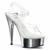 Pleaser DELIGHT-608 - Clr/Slv Chrome Exotic Dancing