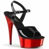 Pleaser Exotic Dancing DELIGHT-609 - Blk Pat/Red Chrome