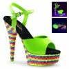 Pleaser DELIGHT-609RBS - Neon Green Pat/Neon Multi