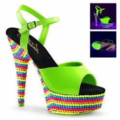 Pleaser DELIGHT-609RBS - Neon Green Pat/Neon Multi
