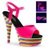 Pleaser Exotic Dancing DELIGHT-609RBS - Neon H. Pink Pat/Neon Multi