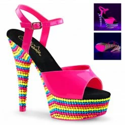 Pleaser Exotic Dancing DELIGHT-609RBS - Neon H. Pink Pat/Neon Multi