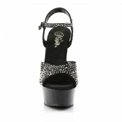 Pleaser Exotic Dancing DELIGHT-609RS - Blk Suede-Pewter RS/ Blk