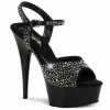 Pleaser Exotic Dancing DELIGHT-609RS - Blk Suede-Pewter RS/ Blk