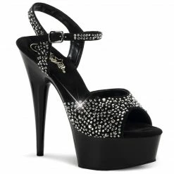 Pleaser Exotic Dancing DELIGHT-609RS - Blk Suede-Pewter RS/ Blk