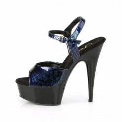 Pleaser DELIGHT-609SP - Royal Blue Snake Pat/Blk Exotic Dancing