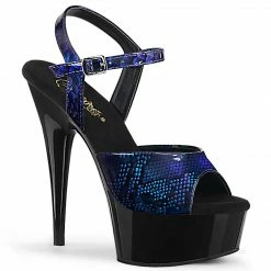 Pleaser DELIGHT-609SP - Royal Blue Snake Pat/Blk Exotic Dancing