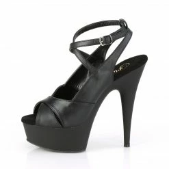 Pleaser Exotic Dancing DELIGHT-632 - Blk Faux Leather/Blk Matte