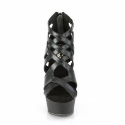 Pleaser DELIGHT-645 - Blk Faux Leather/Blk Matte Exotic Dancing