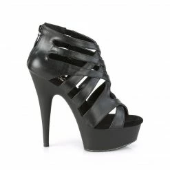 Pleaser DELIGHT-645 - Blk Faux Leather/Blk Matte Exotic Dancing