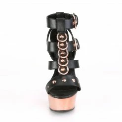 Pleaser DELIGHT-658 - Blk Faux Leather/Rose Gold Chrome Exotic Dancing