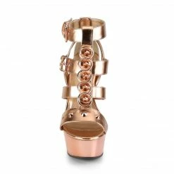 Pleaser DELIGHT-658 - Rose Gold Metallic PU/Rose Gold Chrome