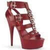 Pleaser DELIGHT-658 - Red Faux Leather/Red Matte