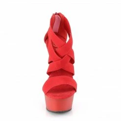 Pleaser DELIGHT-669 - Red Elastic Band-Faux Leather/Red Matte