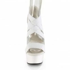 Pleaser DELIGHT-669 - Wht Elastic Band-Faux Leather/Wht Exotic Dancing