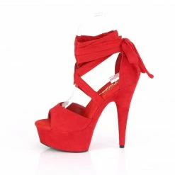 Pleaser DELIGHT-679 - Red Faux Suede/Red Faux Suede Exotic Dancing