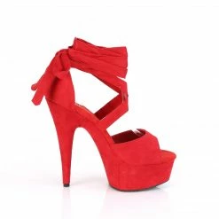 Pleaser DELIGHT-679 - Red Faux Suede/Red Faux Suede Exotic Dancing