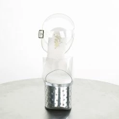 Pleaser Exotic Dancing DISCOLITE-708STAR - Clr/Slv Chrome