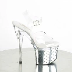 Pleaser Exotic Dancing DISCOLITE-708STAR - Clr/Slv Chrome