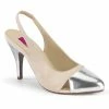 Pleaser Pink Label DREAM-405 - Beige Faux Leather-Slv Metallic Pu