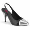 Pleaser Pink Label DREAM-405 - Blk Faux Leather-Slv Metallic Pu