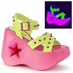 Demonia Punk & Goth DYNAMITE-02 - Neon Yellow Glitter/Pink