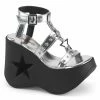Demonia DYNAMITE-12 - Silver Metallic Vegan Leather Punk & Goth