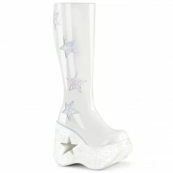 Demonia Punk & Goth DYNAMITE-218 - Wht Pat-Wht Multi Glitter