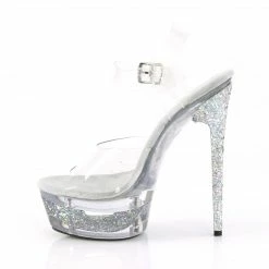 Pleaser ECLIPSE-608GT - Clr/Slv Multi Glitter-Clr